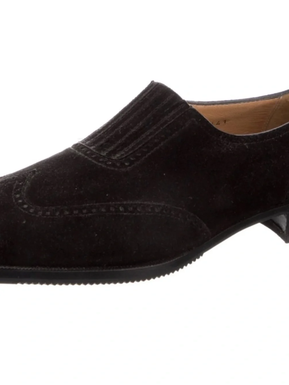 Neiman Marcus Black Suede Wingtip Slip-On Loafers